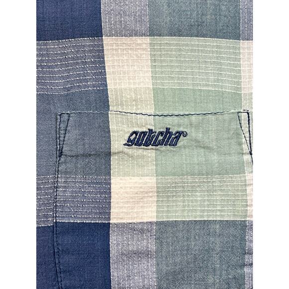 Gotcha Custom Original Button Up Shirt 100% Cotton Men L Blue Green Beach Surfer - Picture 2 of 10